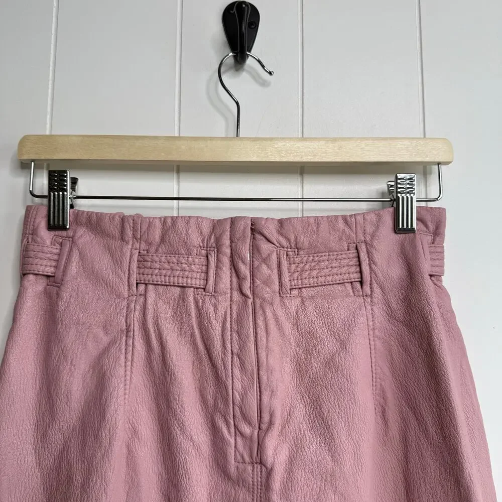 Free People mini skirt paperbag belted vegan leather pleated 4 mauve boho